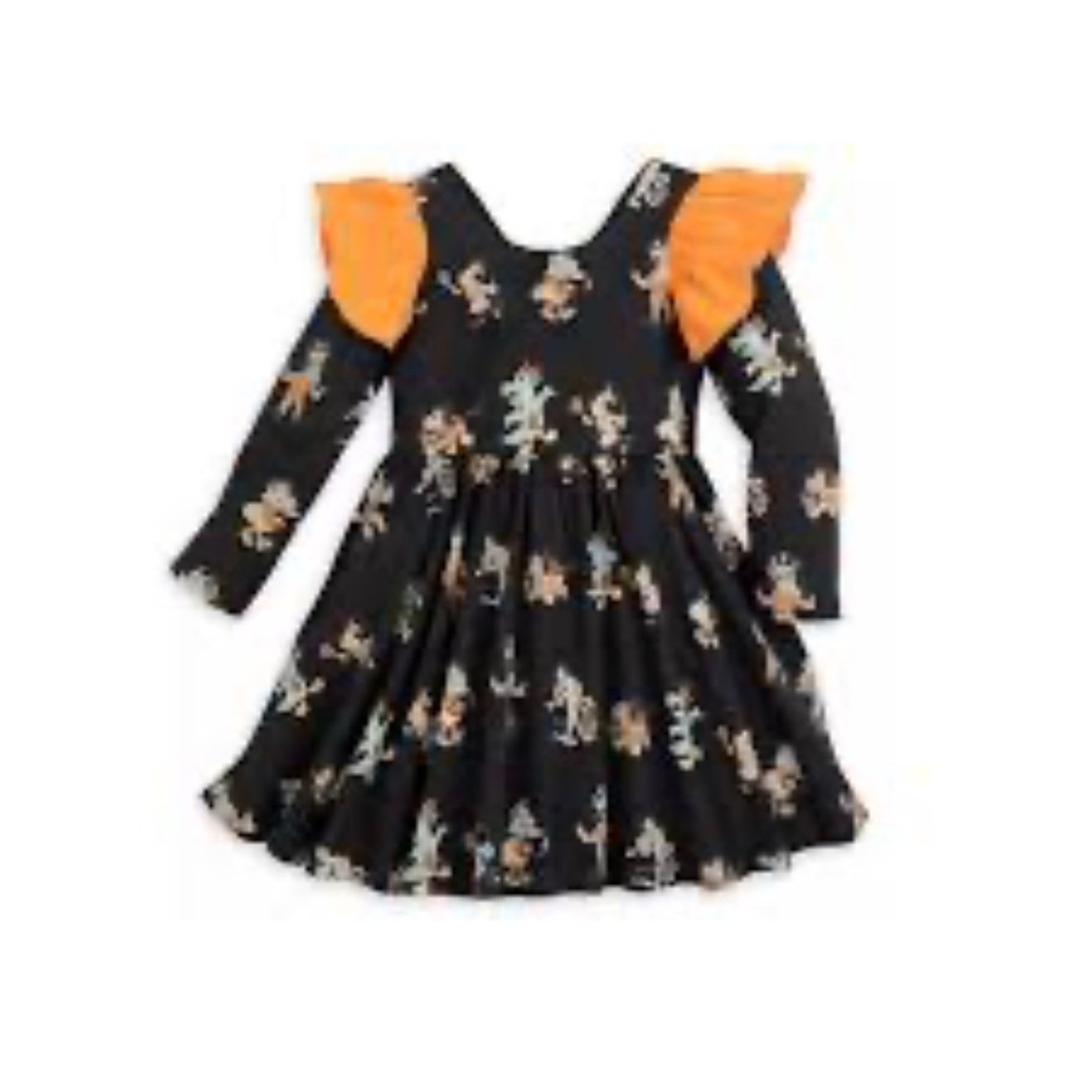 Disney Halloween Mickey Minnie Pluto Ruffle Twirl Dress Black Orange 0-6 mths